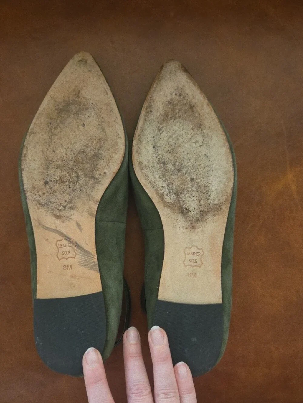 Tory Burch Ashton T-Strap Flats, Olive Green, Size 8M - Picture 7 of 9